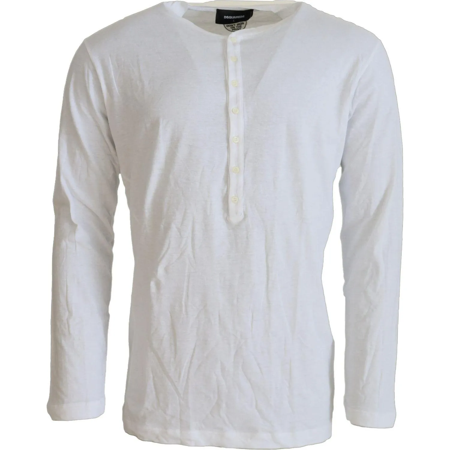 Dsquared² White Cotton Linen Long Sleeves Pullover Sweater