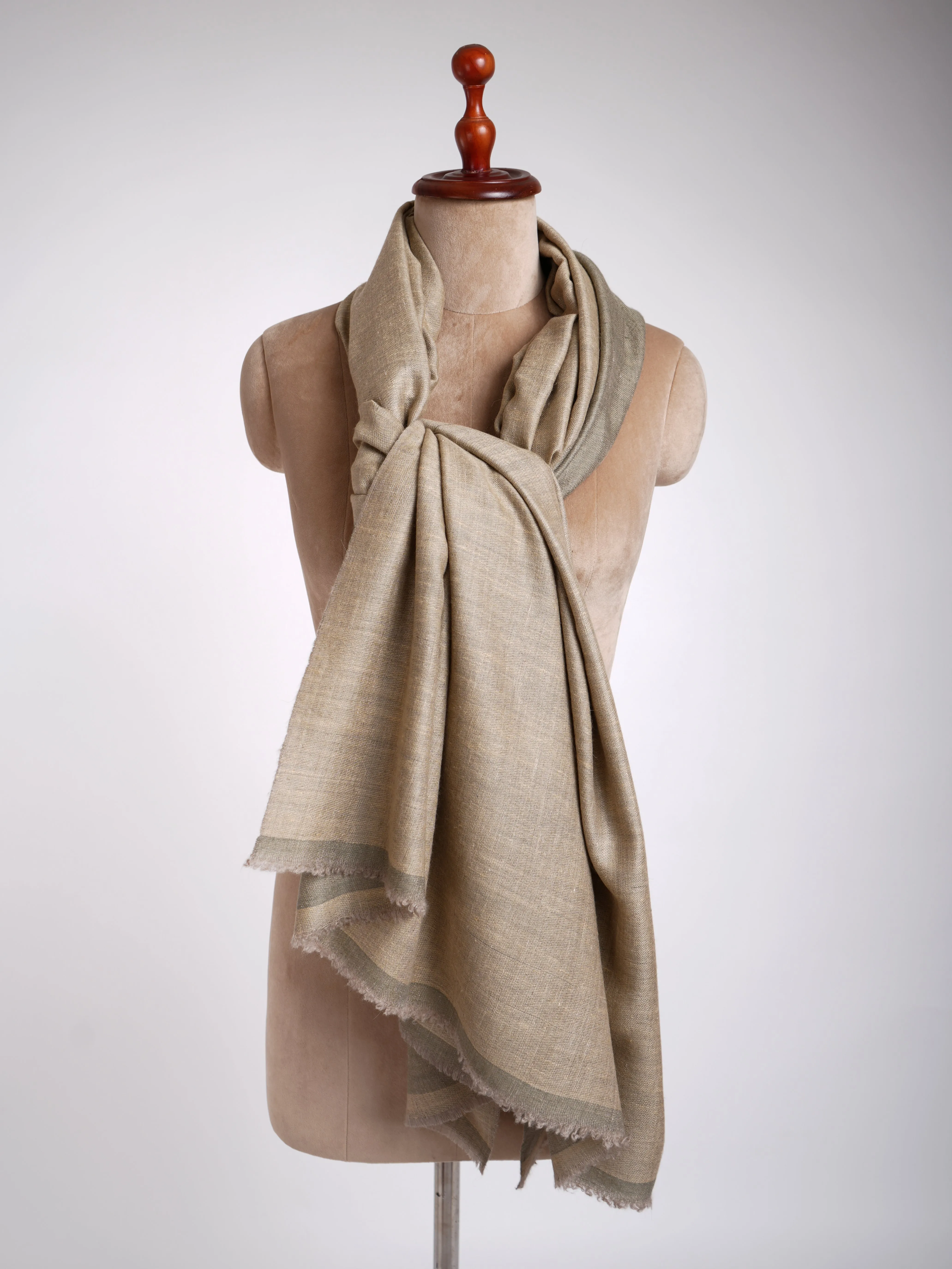 Dual Shade Handwoven Pashmina Shawl Leek Green