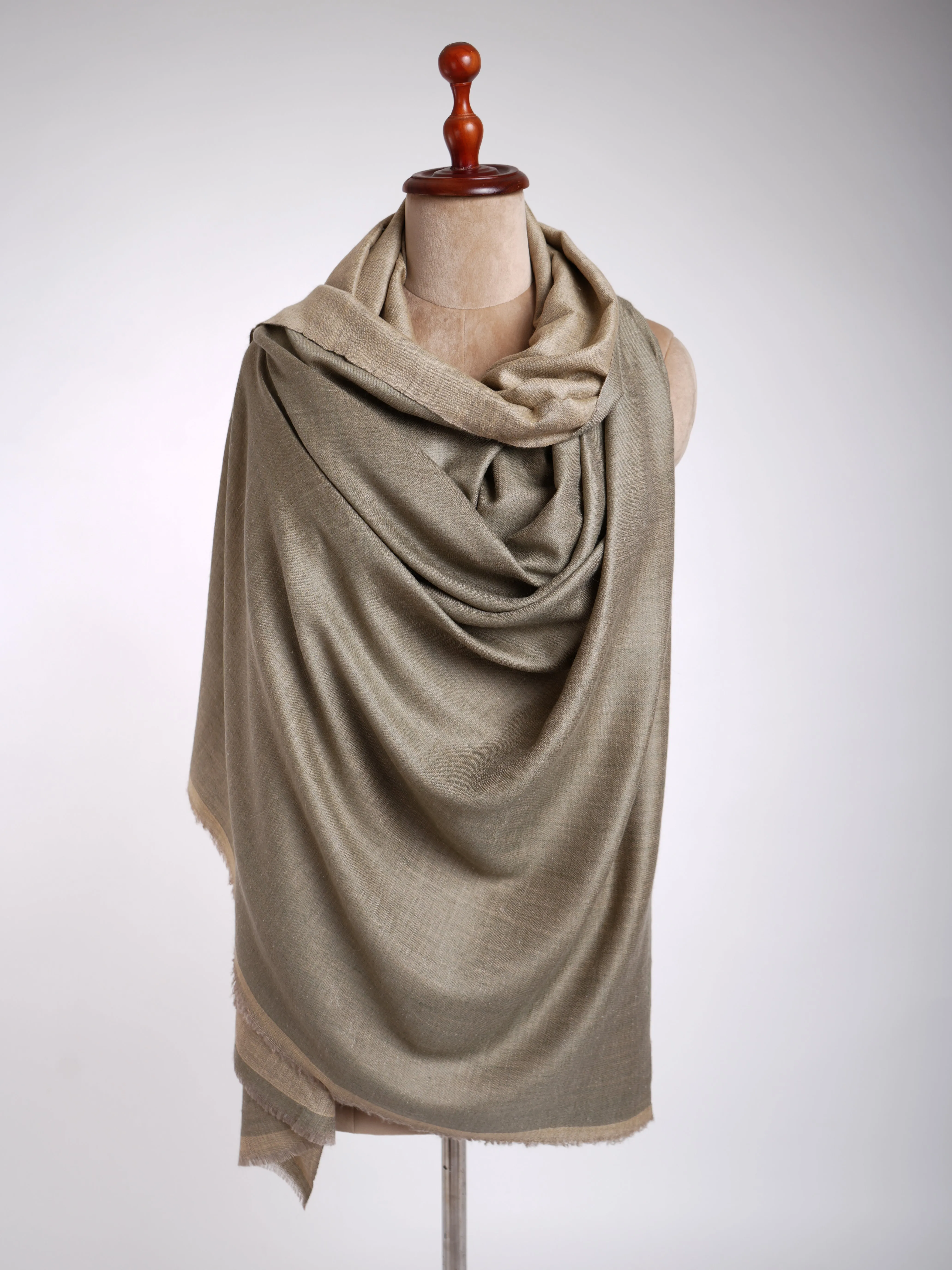 Dual Shade Handwoven Pashmina Shawl Leek Green