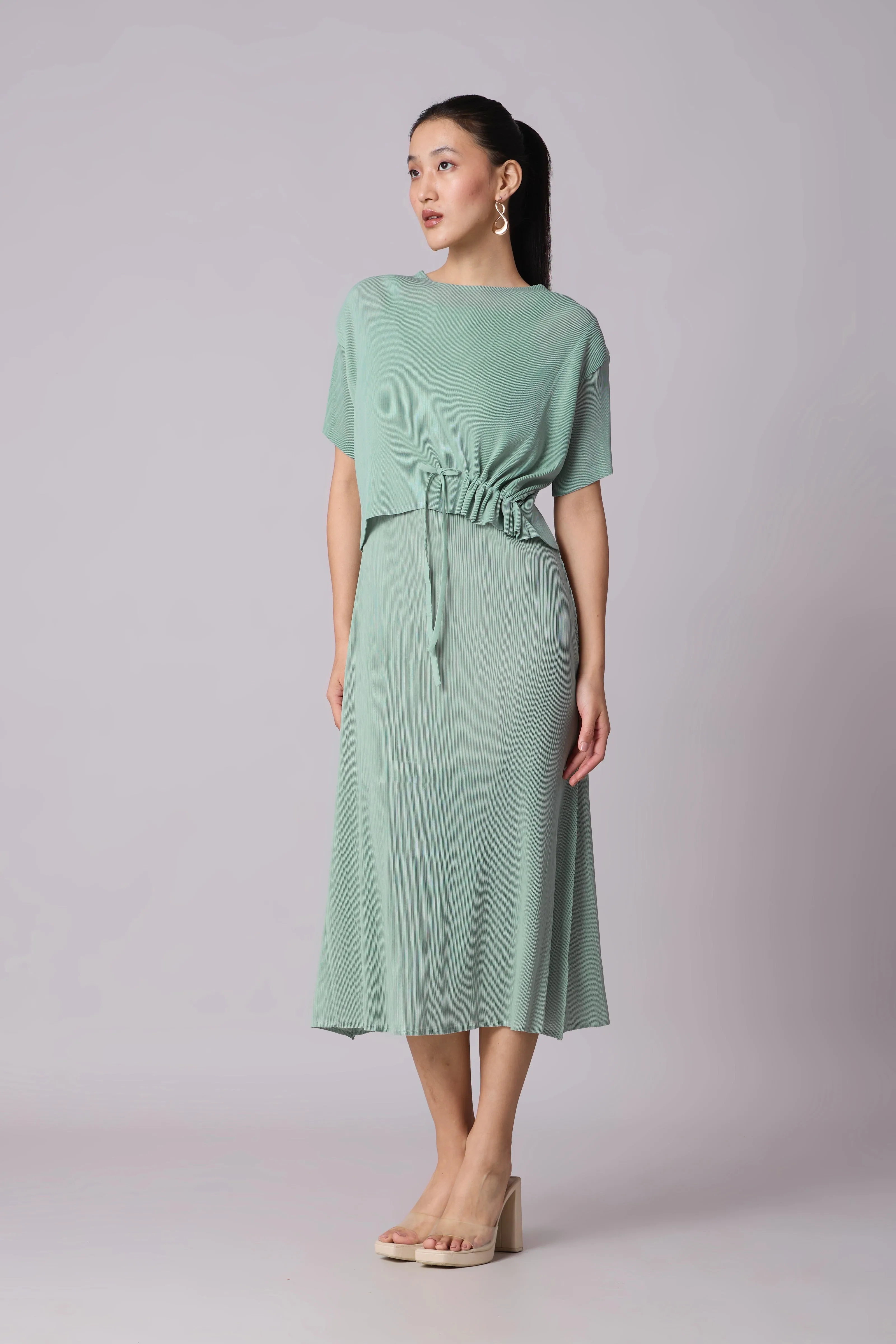 Elsie Cape Dress - Sage Blue