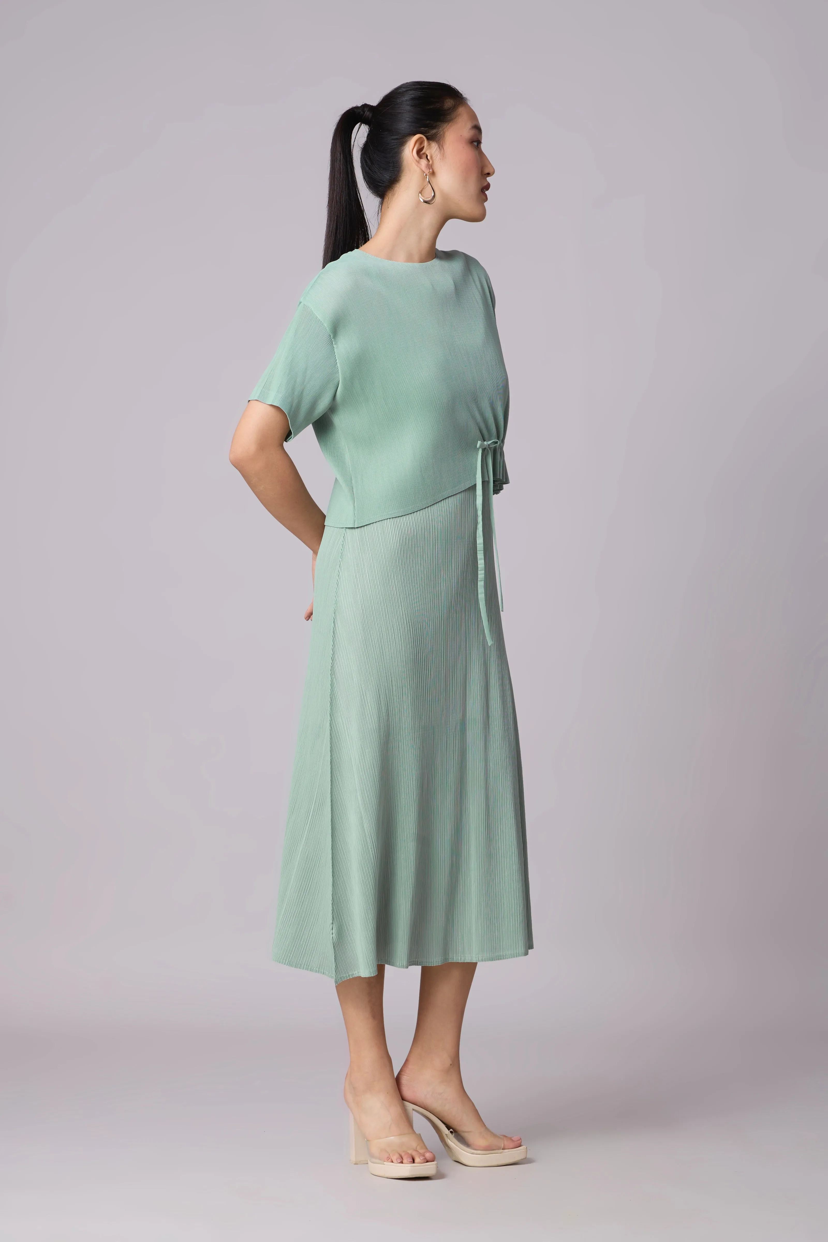 Elsie Cape Dress - Sage Blue