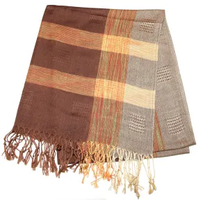 Fair Trade Hand Made Nepal Pashmina Scarf Shawl Brown Gray