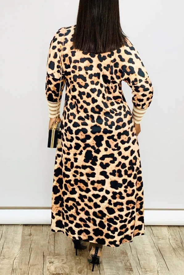 Fashionkova - Leopard print Fashion Casual Extended Print Cape Coat