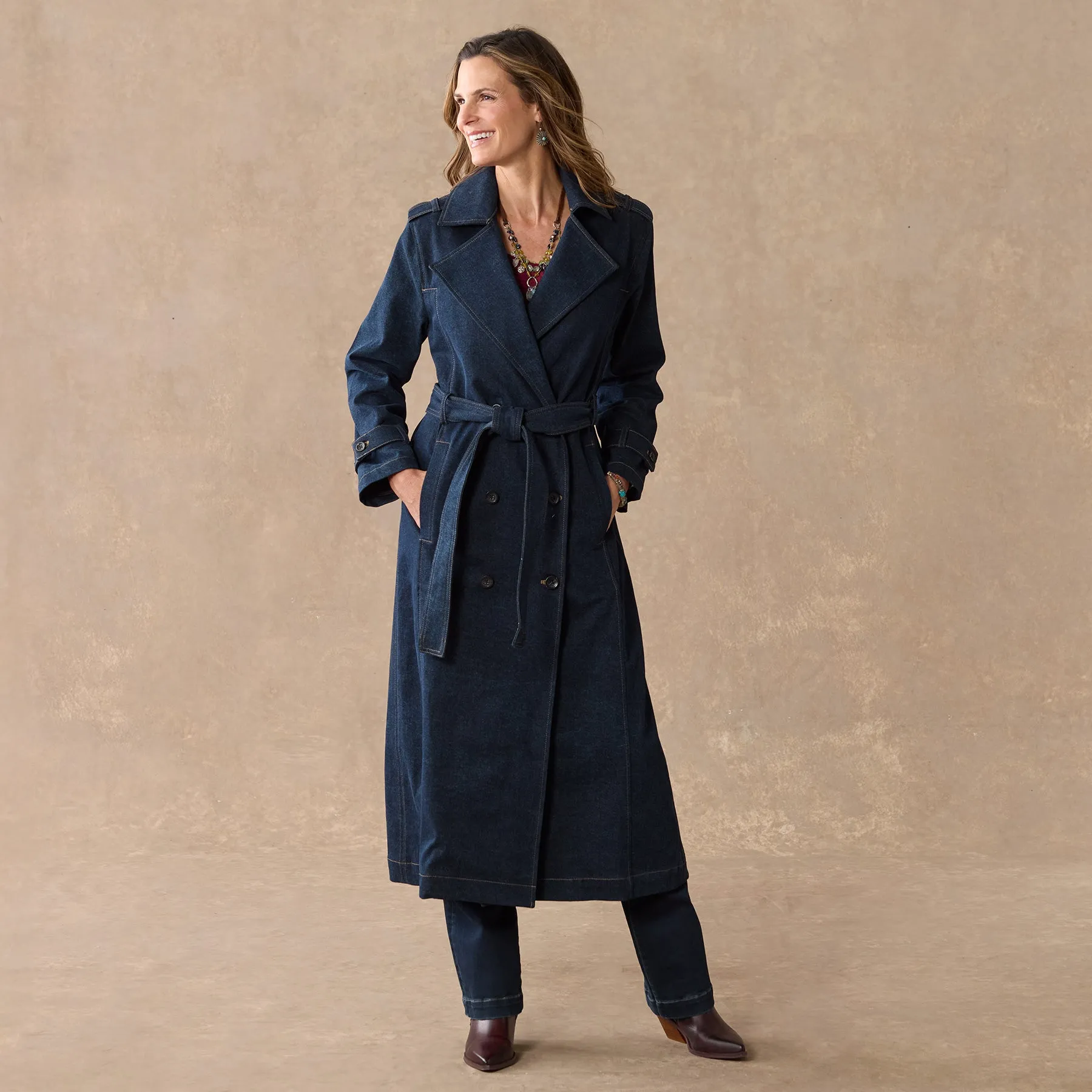 Faye Denim Trench Coat