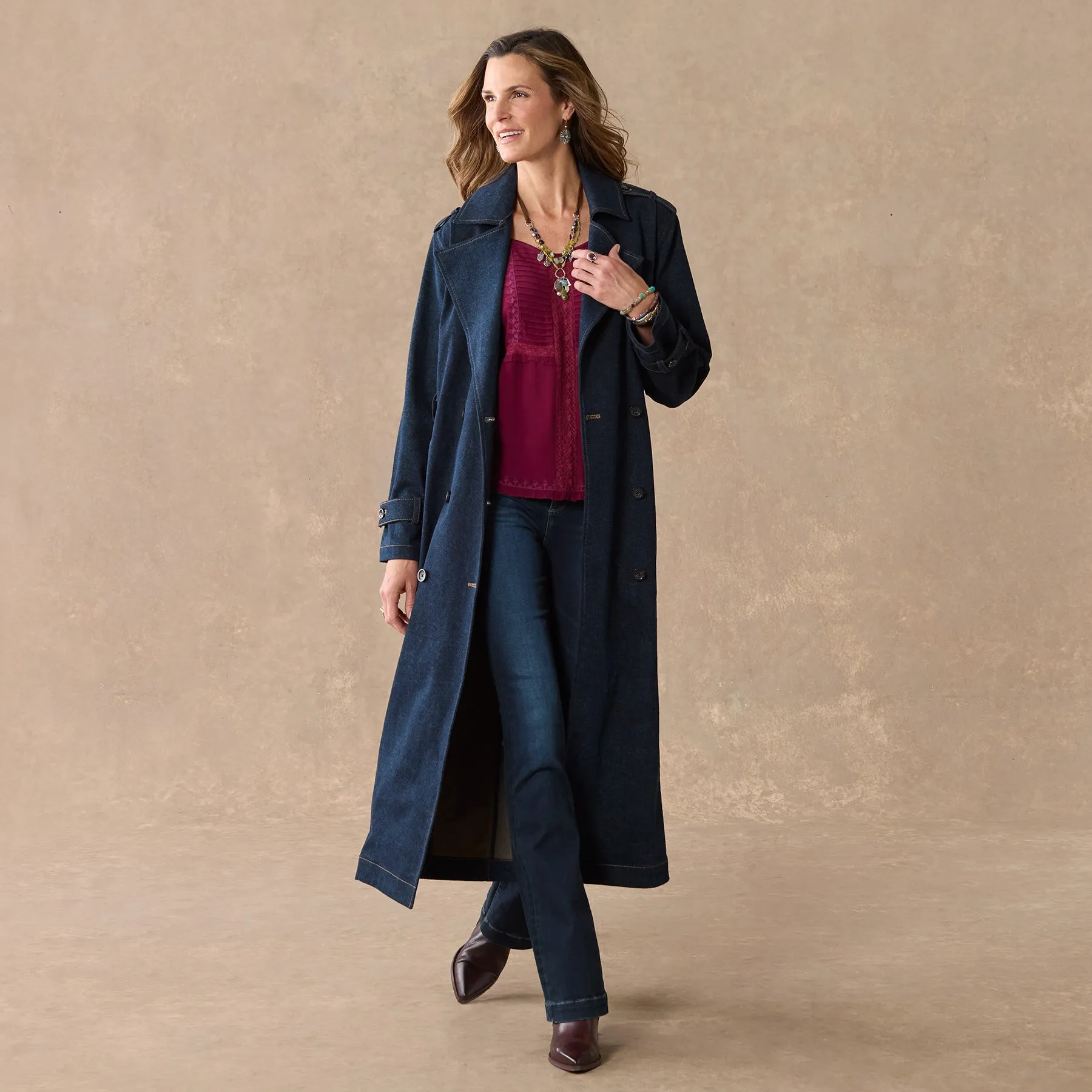 Faye Denim Trench Coat