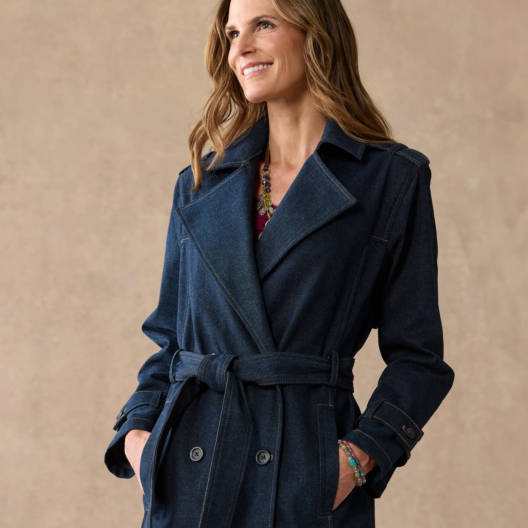 Faye Denim Trench Coat