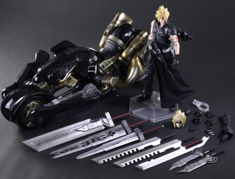 Final Fantasy Vll: Advent Children Cloud Strife Play Arts Kai Action Figure and Fenrir Vehicle Set Bye Square Enix