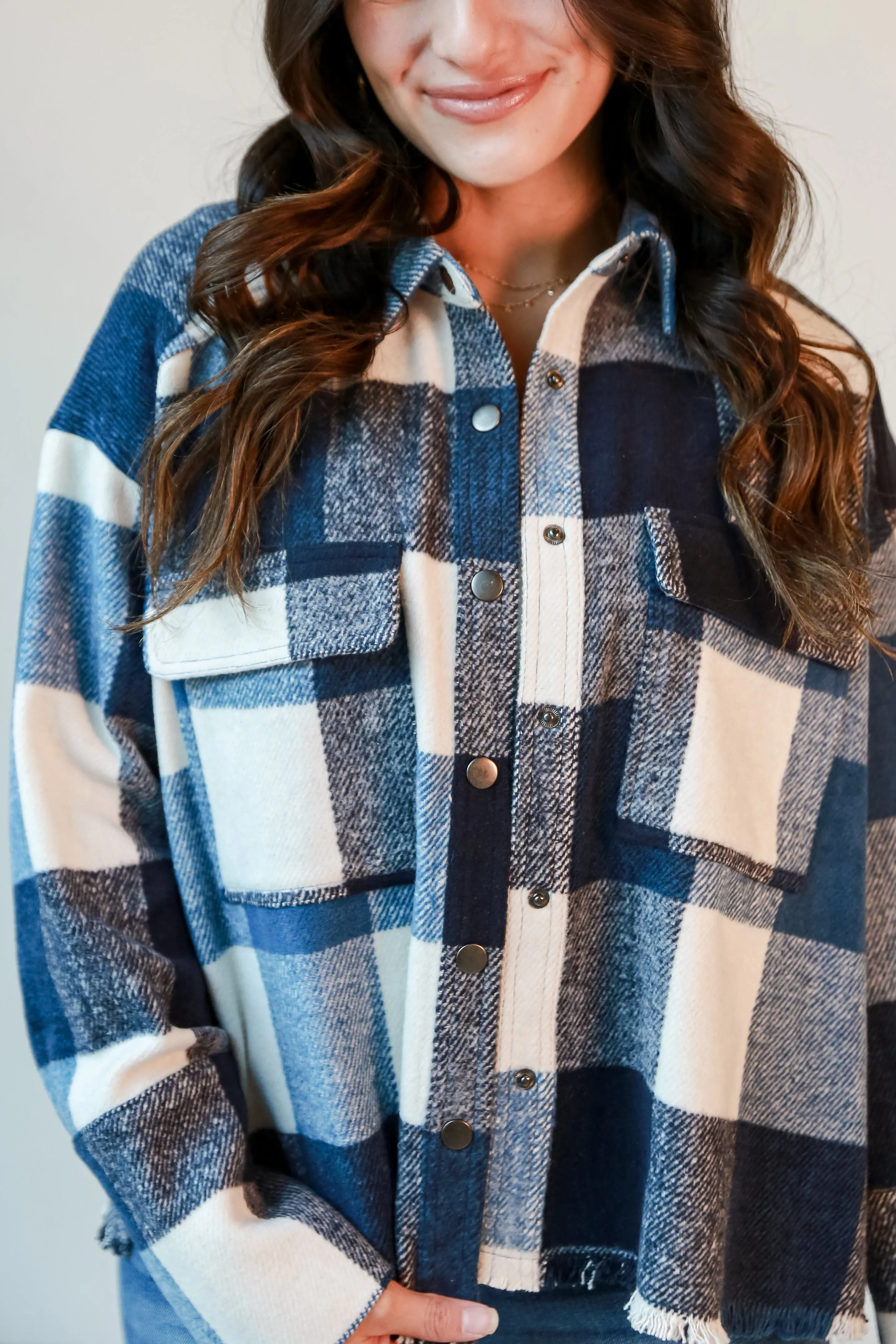 FINAL SALE - Casually Adored Navy Plaid Shacket