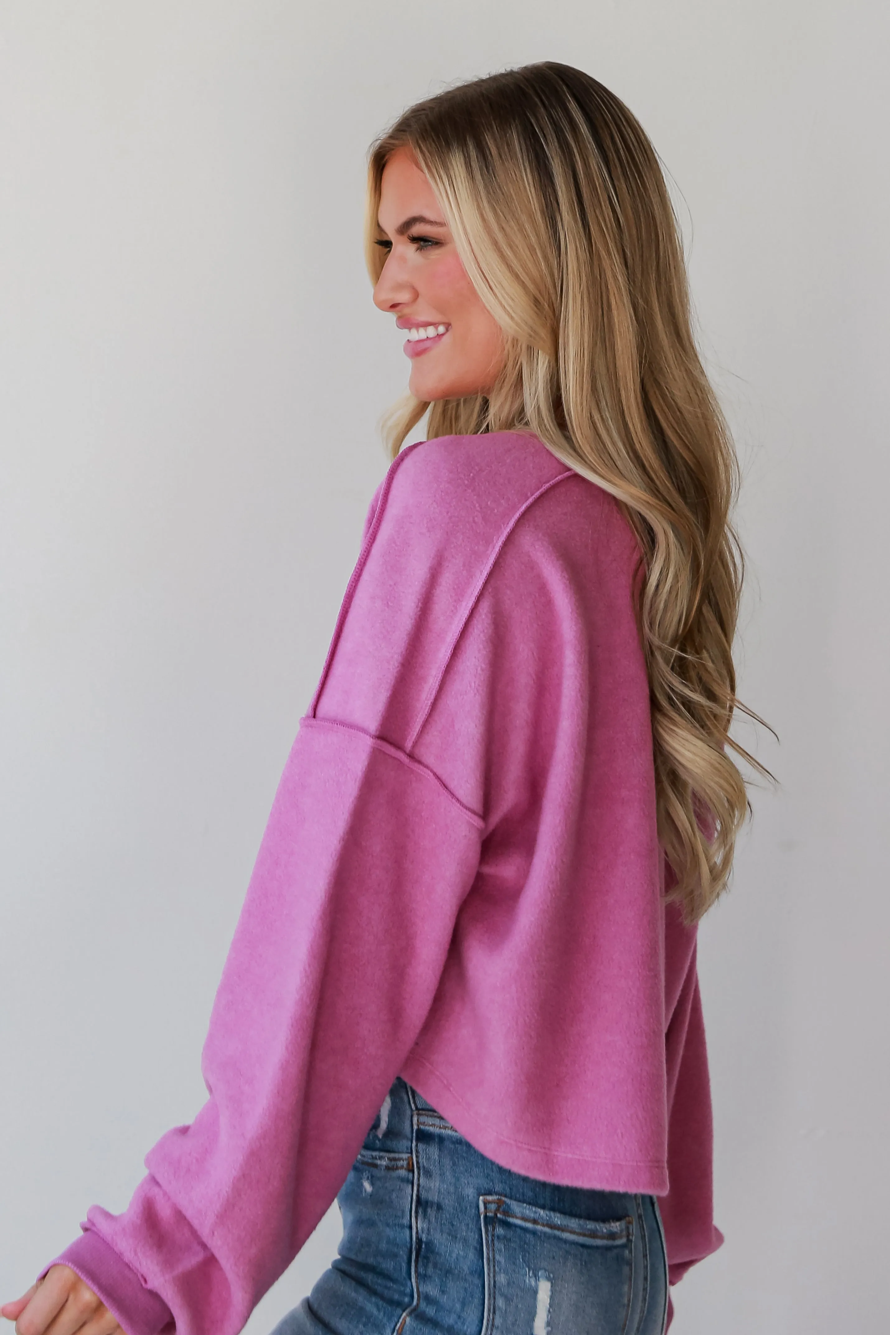 FINAL SALE - Jade Orchid Fleece Henley Top - DOORBUSTER