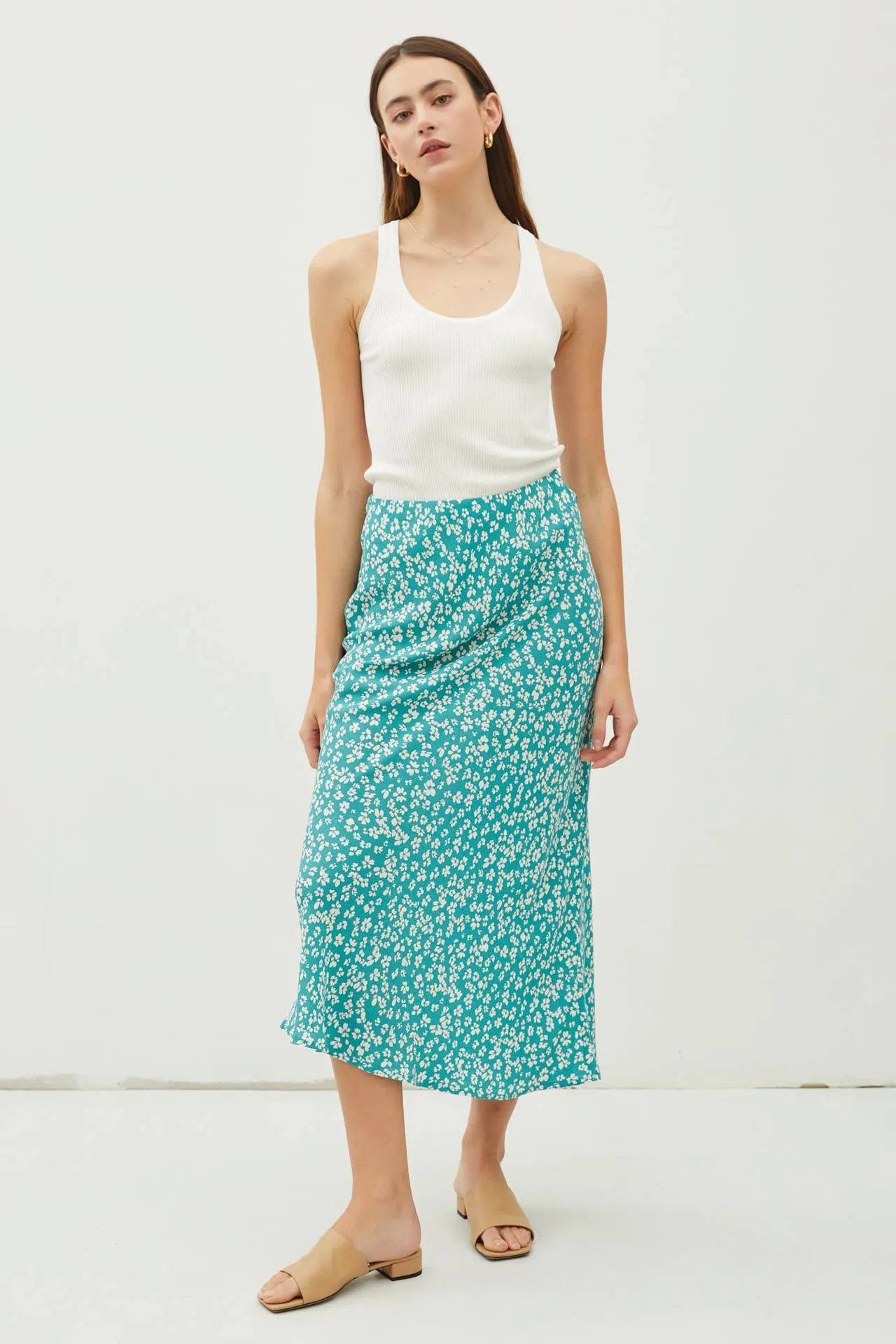 FLORAL PRINTED MIDI SKIRT