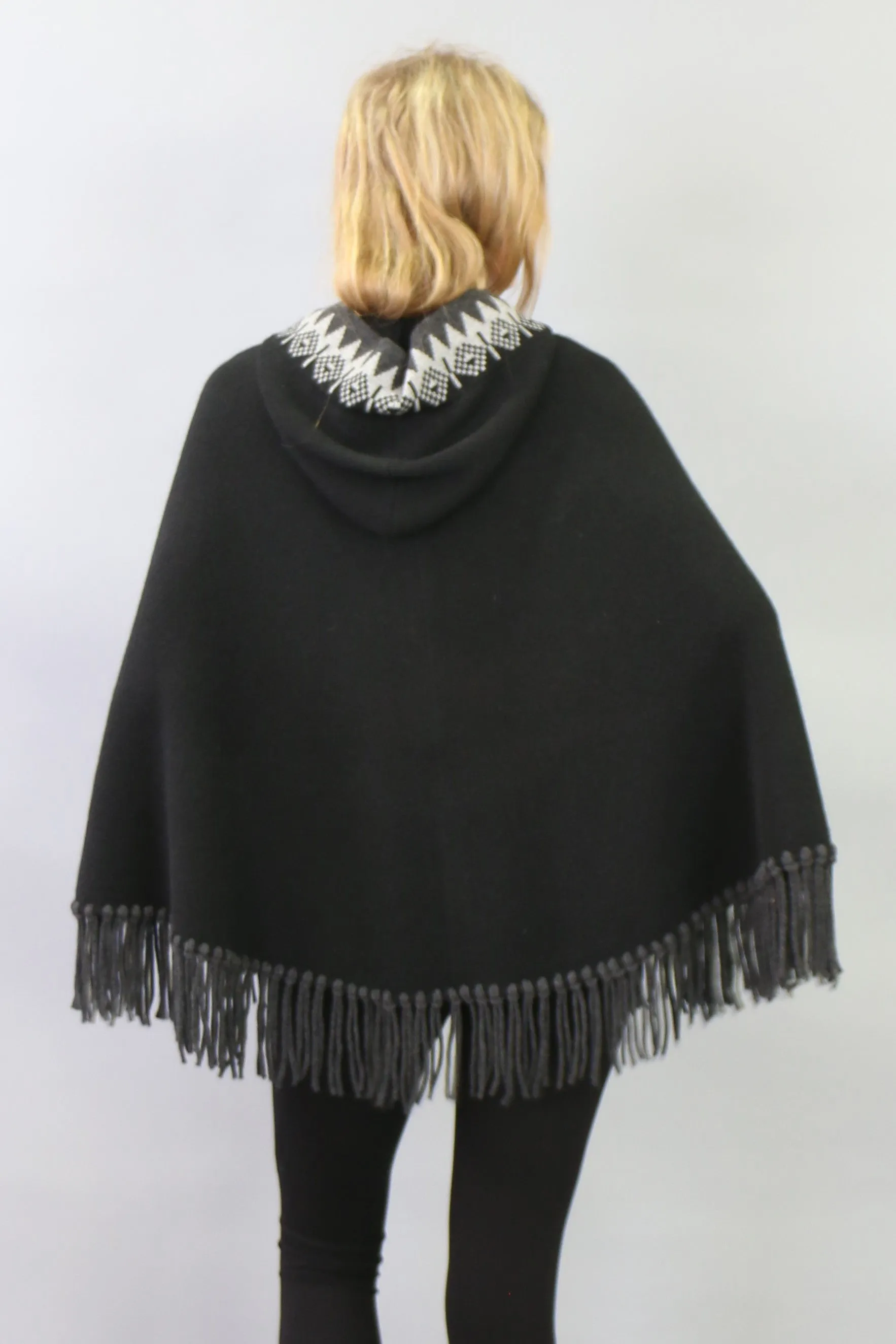 Fringed Zip Hoodie Cape