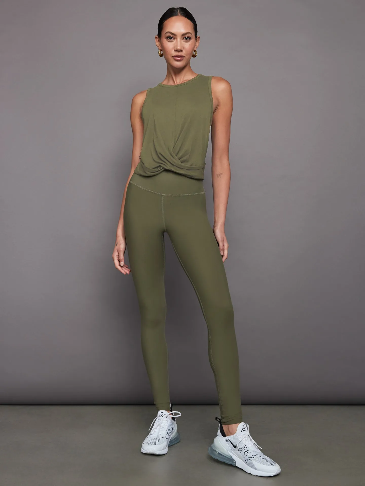 Front Twist Tank - Olive