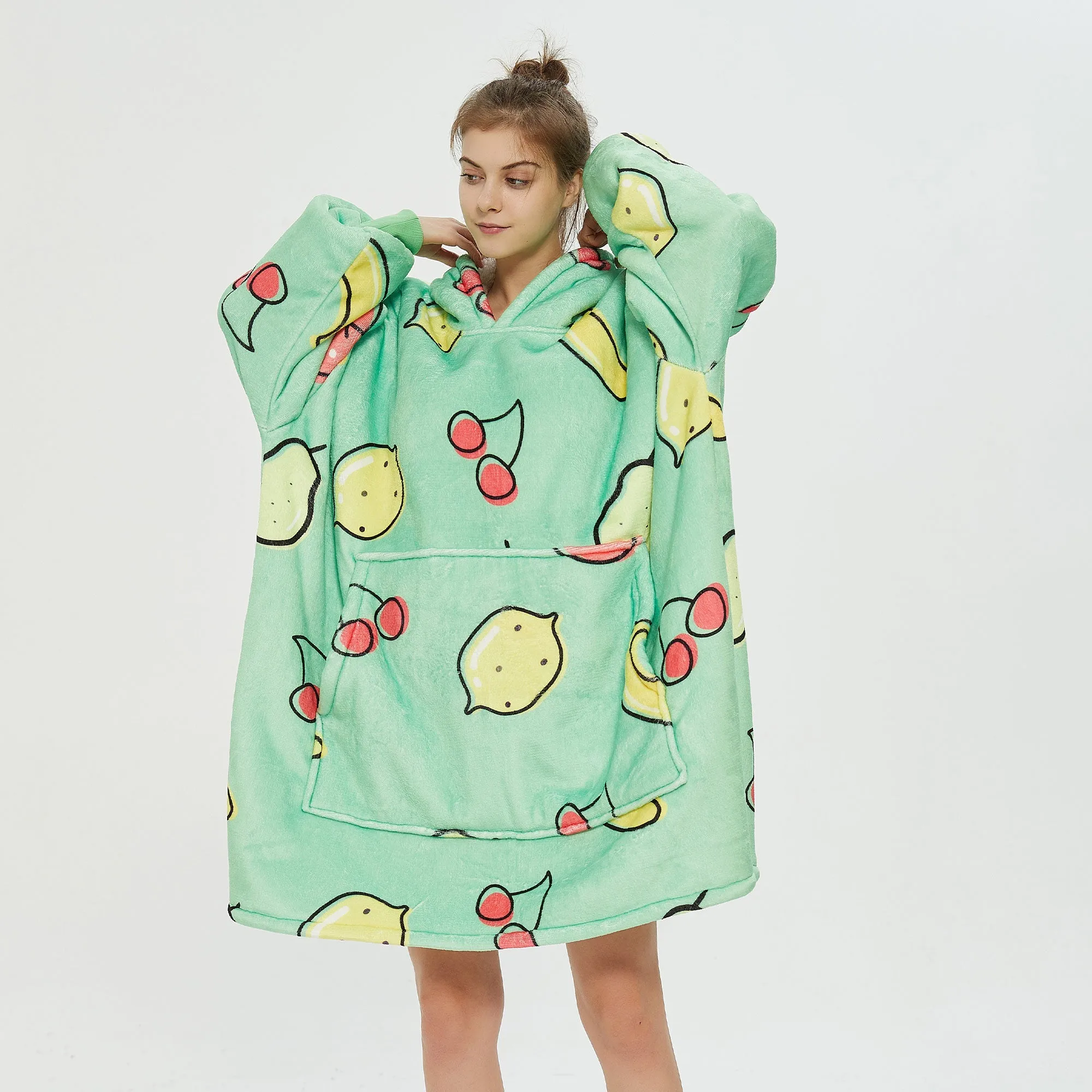 Fruits Green Hoodie Blanket