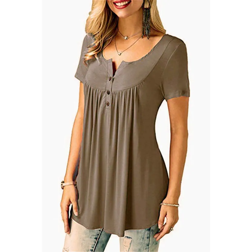 Funki Buys | Shirts | Women's Short Sleeve Loose Casual Blouse