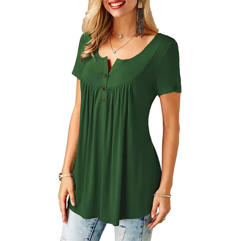 Funki Buys | Shirts | Women's Short Sleeve Loose Casual Blouse