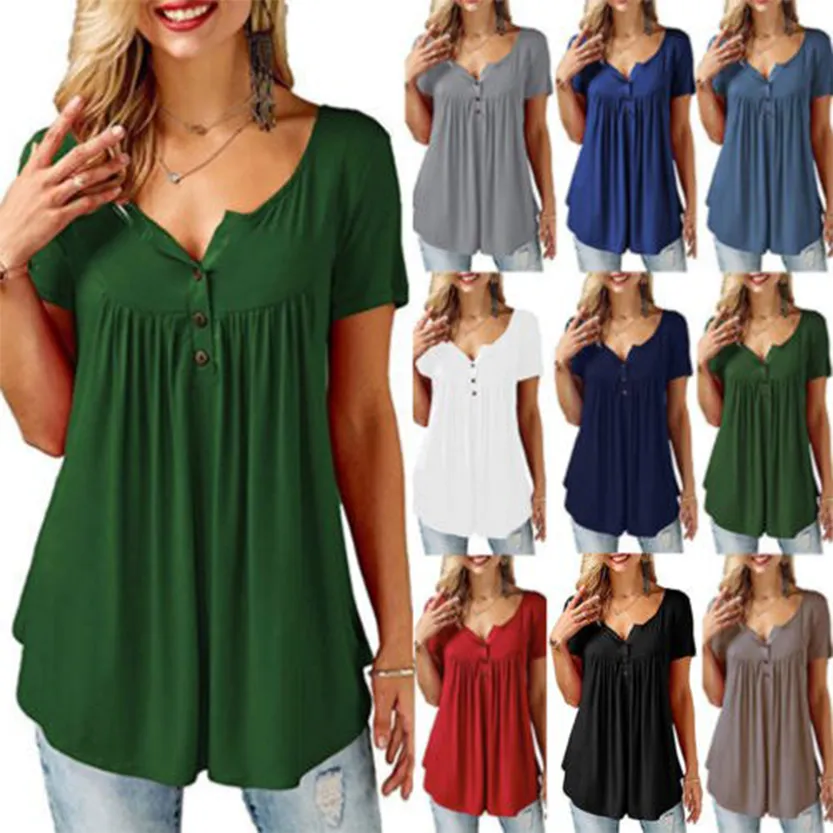 Funki Buys | Shirts | Women's Short Sleeve Loose Casual Blouse