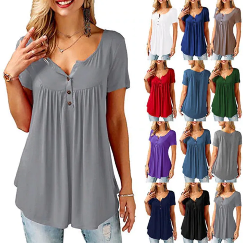 Funki Buys | Shirts | Women's Short Sleeve Loose Casual Blouse