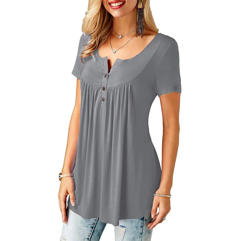 Funki Buys | Shirts | Women's Short Sleeve Loose Casual Blouse