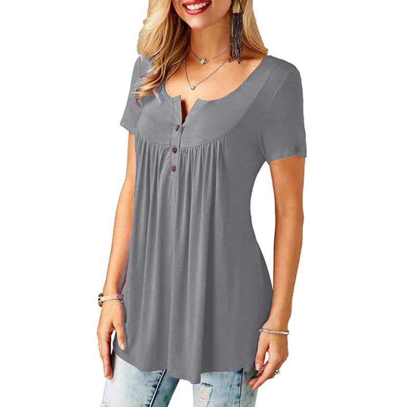 Funki Buys | Shirts | Women's Short Sleeve Loose Casual Blouse