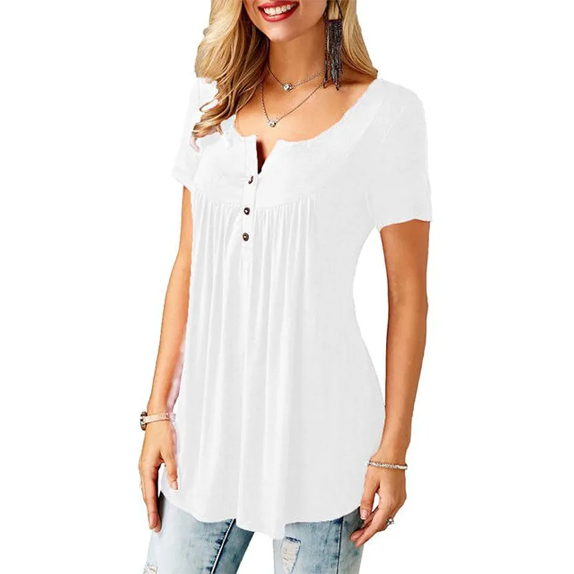 Funki Buys | Shirts | Women's Short Sleeve Loose Casual Blouse