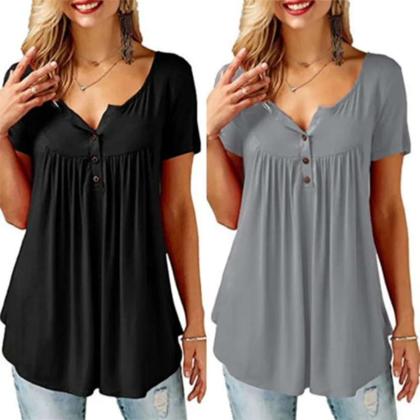 Funki Buys | Shirts | Women's Short Sleeve Loose Casual Blouse