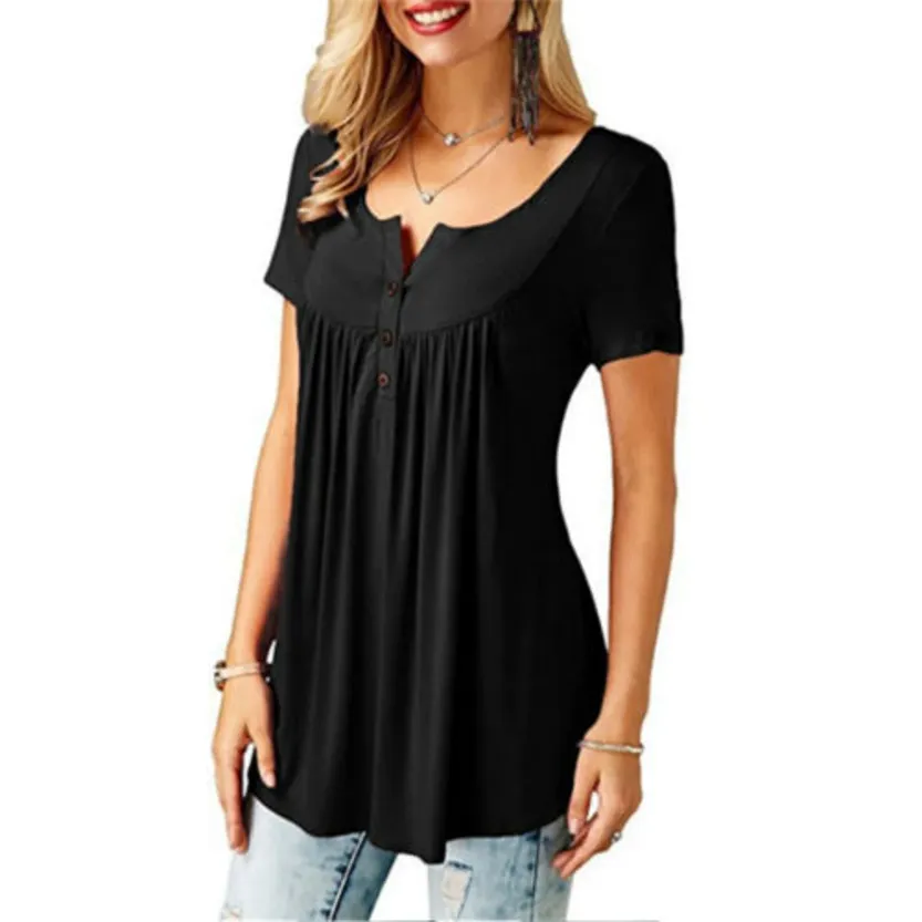 Funki Buys | Shirts | Women's Short Sleeve Loose Casual Blouse