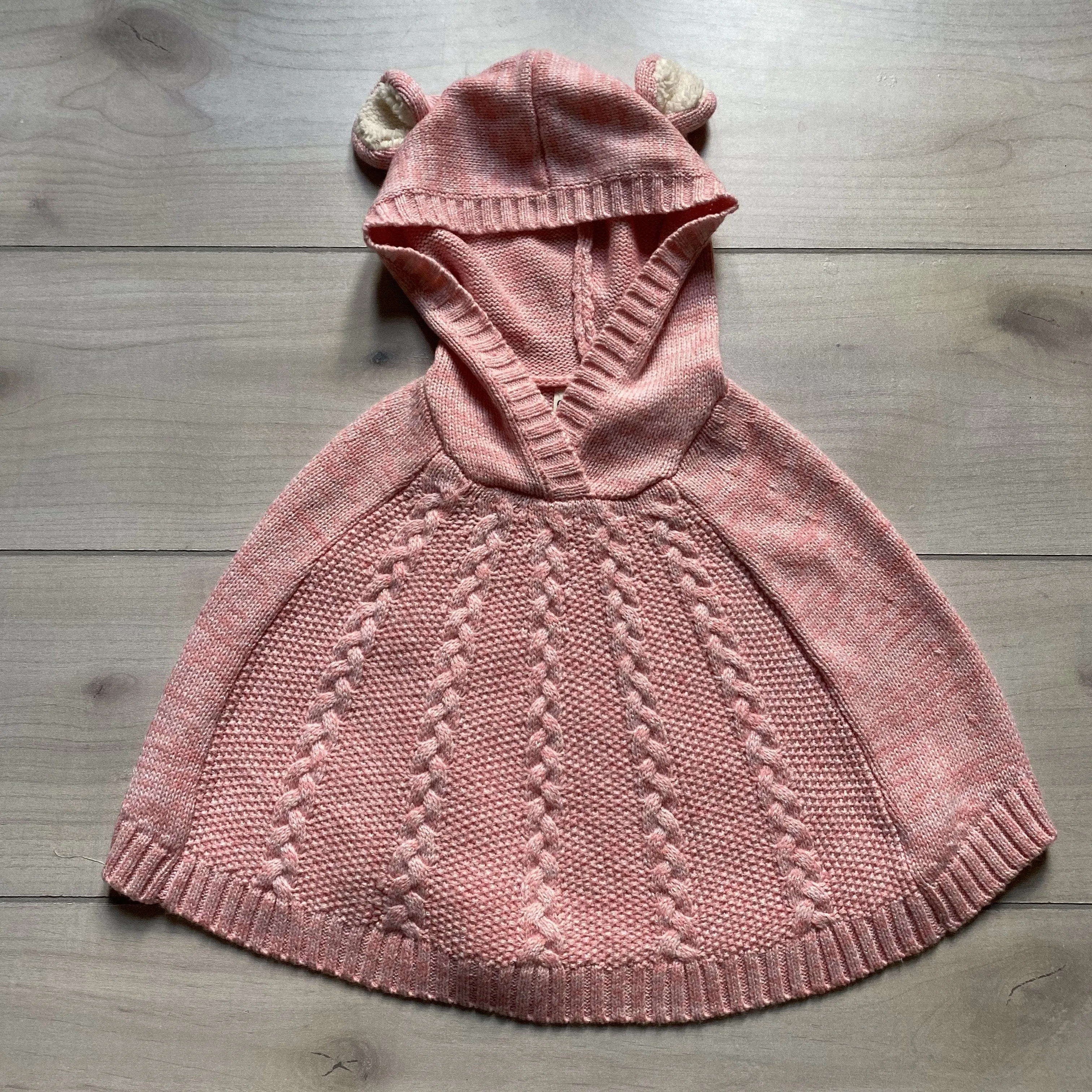 Genuine Kids Pink Hooded Bear Ear Sweater Cape