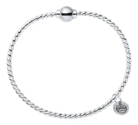 Genuine Sterling Silver Cape Cod Twist Bracelet with Polished Sterling Silver Bead