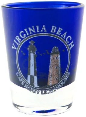 GLVB03 Shot Glass Cobalt Virginia Beach Cape Henry Lights