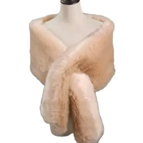 Great Gatsby 1920's Bridal Wedding Faux Fur Shawl Wrap - Camel