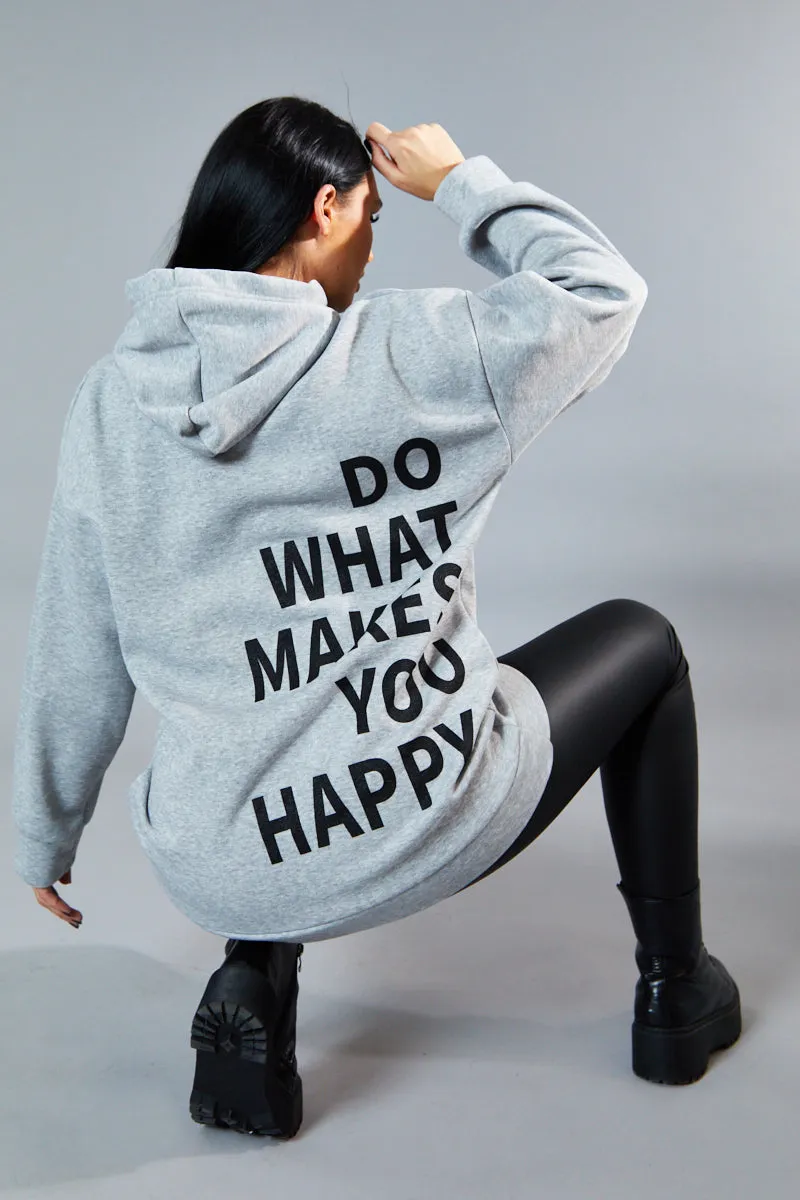 Grey Oversized Printed Back Hoodie - Asahi