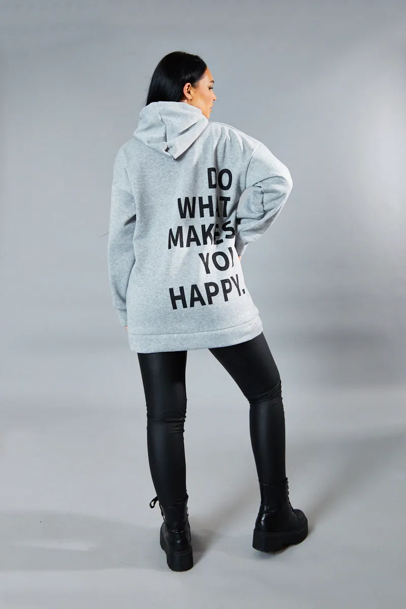 Grey Oversized Printed Back Hoodie - Asahi