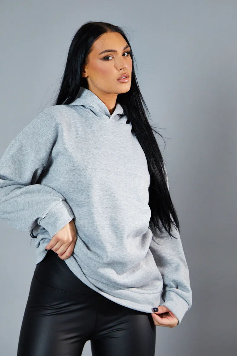 Grey Oversized Printed Back Hoodie - Asahi