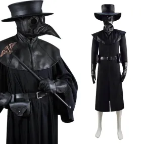 Halloween Plague Doctor Costume Hat Steampunk Bird Mask Cosplay Outfit