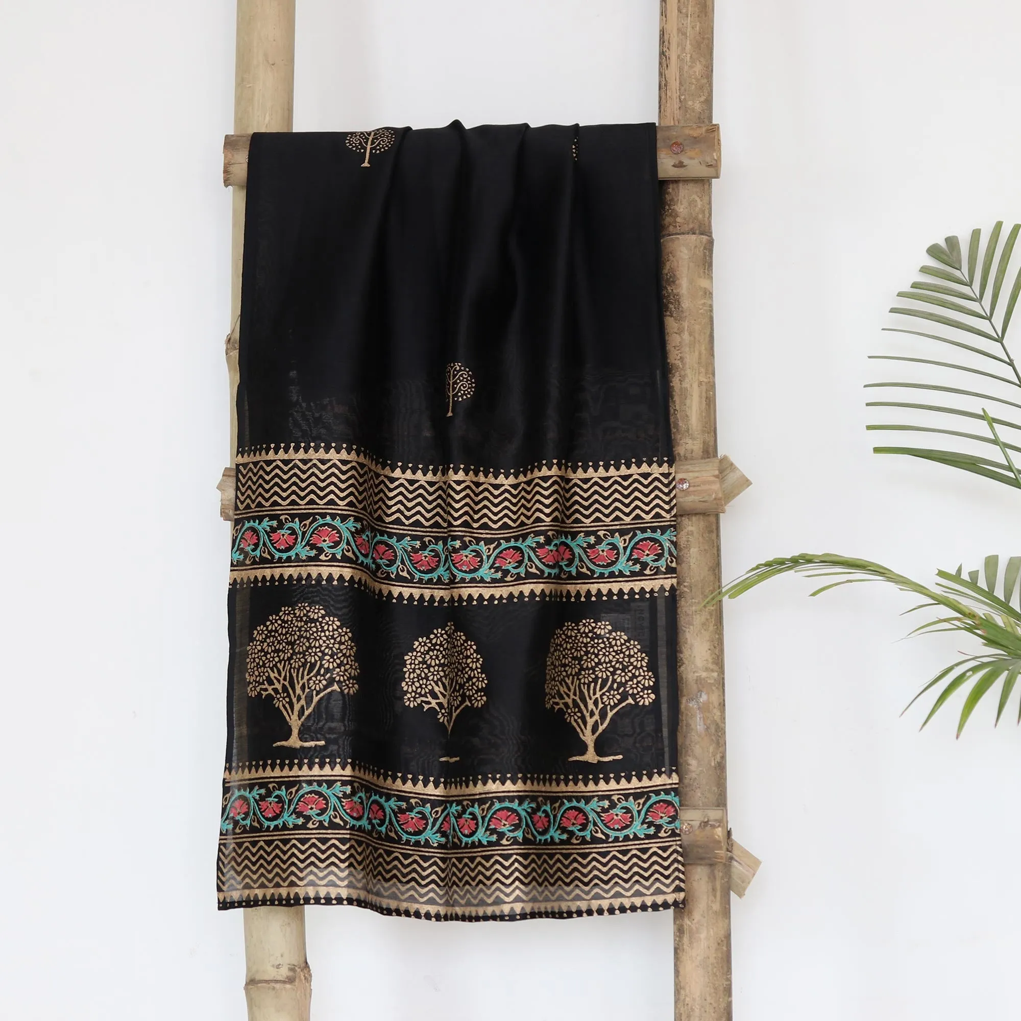 Hand-Woven Cotton and Silk Shawl - Dark Dreams