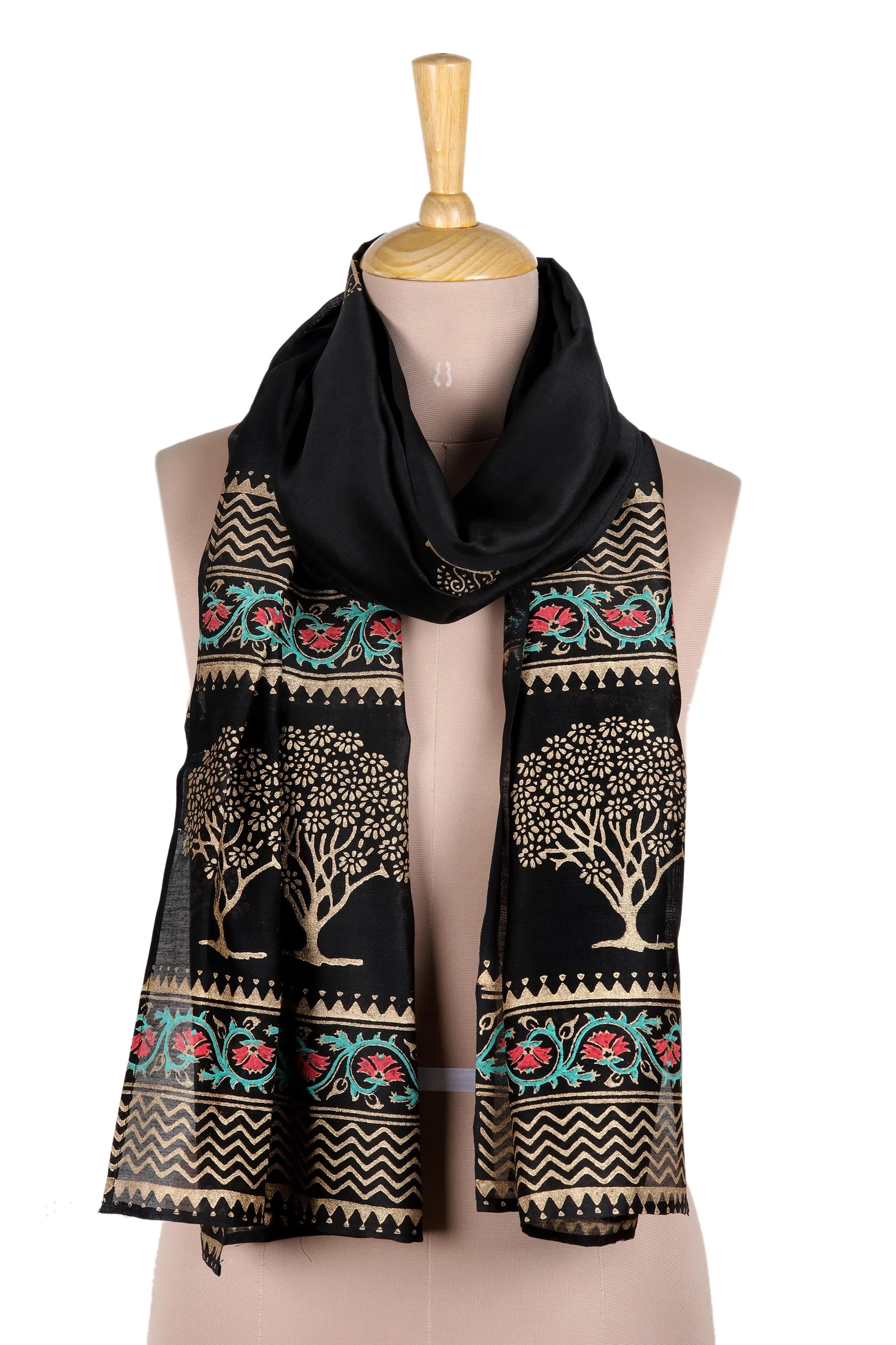 Hand-Woven Cotton and Silk Shawl - Dark Dreams