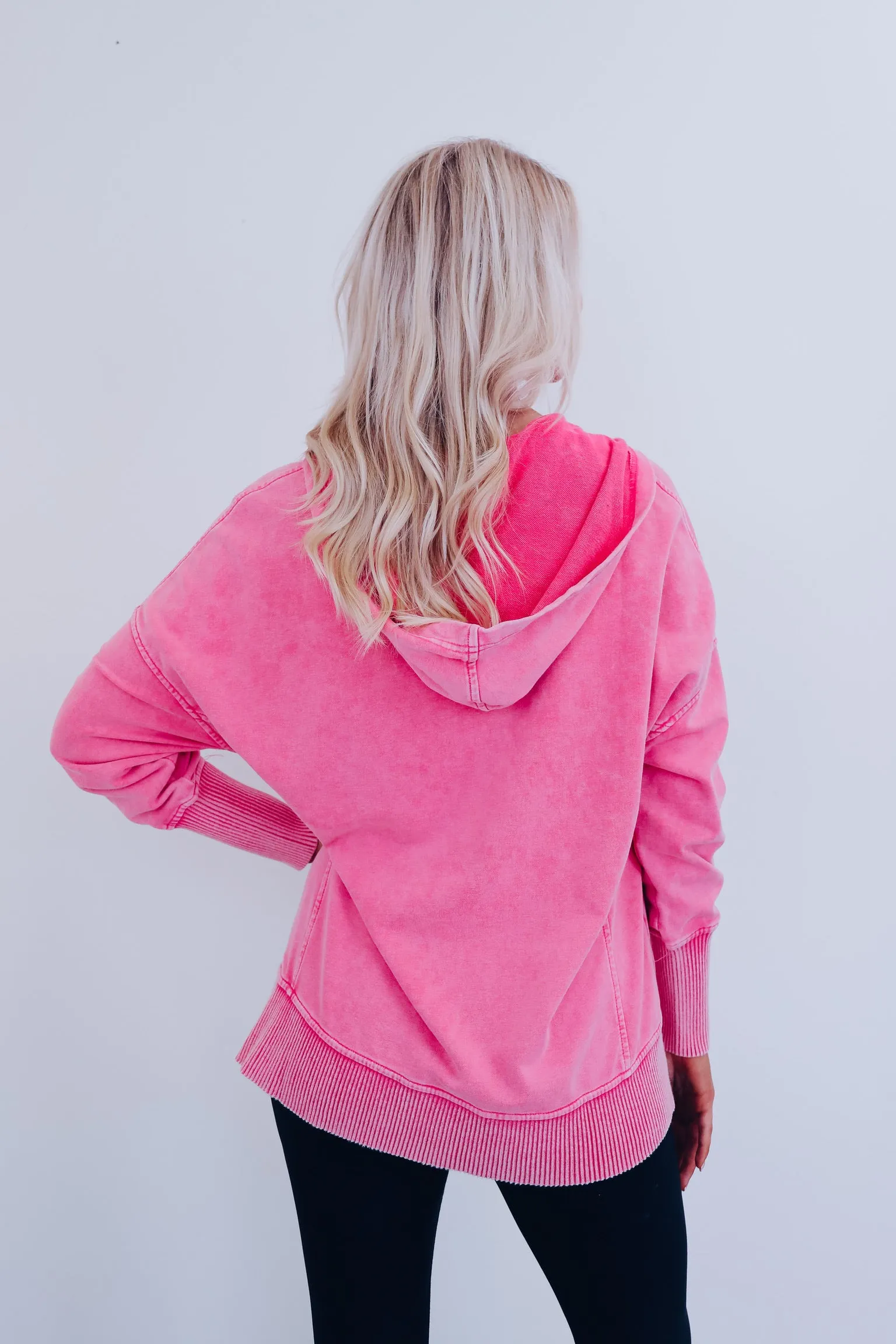 Hannah Acid Washed Hoodie- Pink