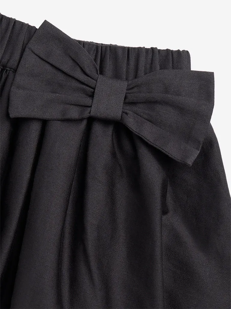 HOP Kids Black Bow Design High-Rise Skirt