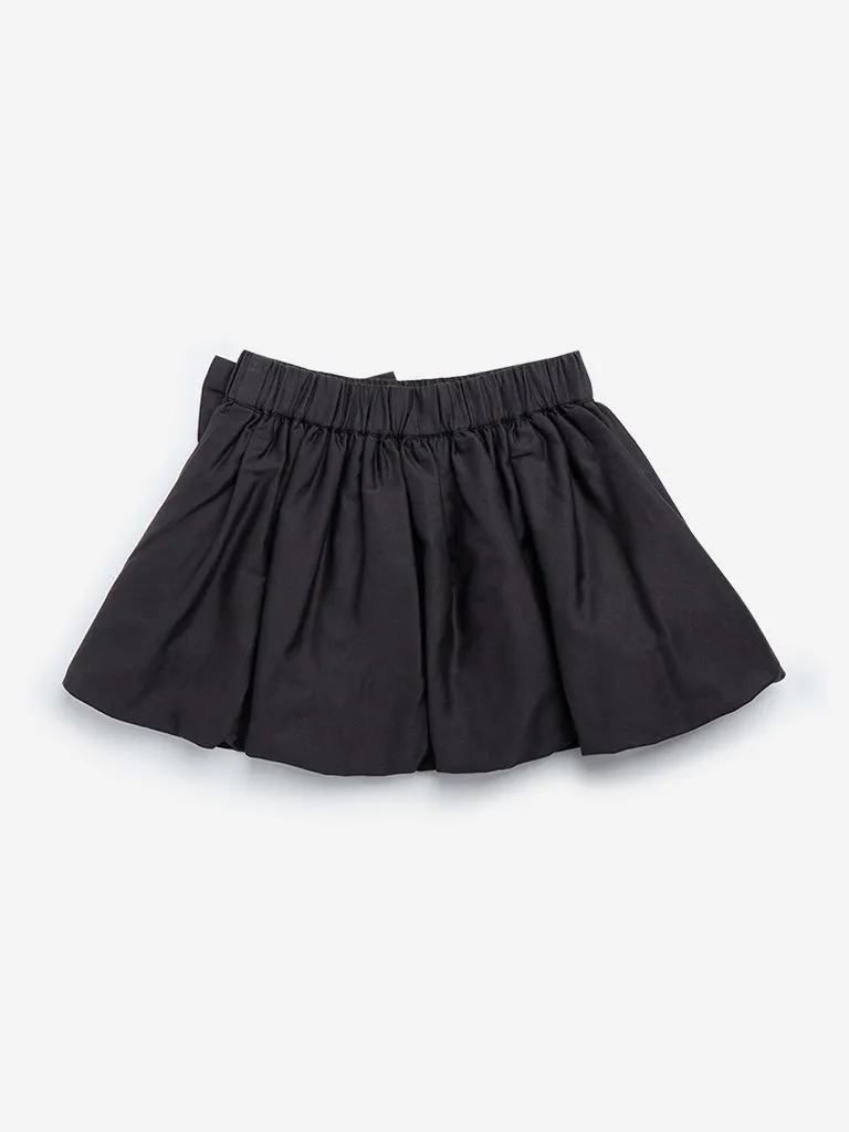 HOP Kids Black Bow Design High-Rise Skirt