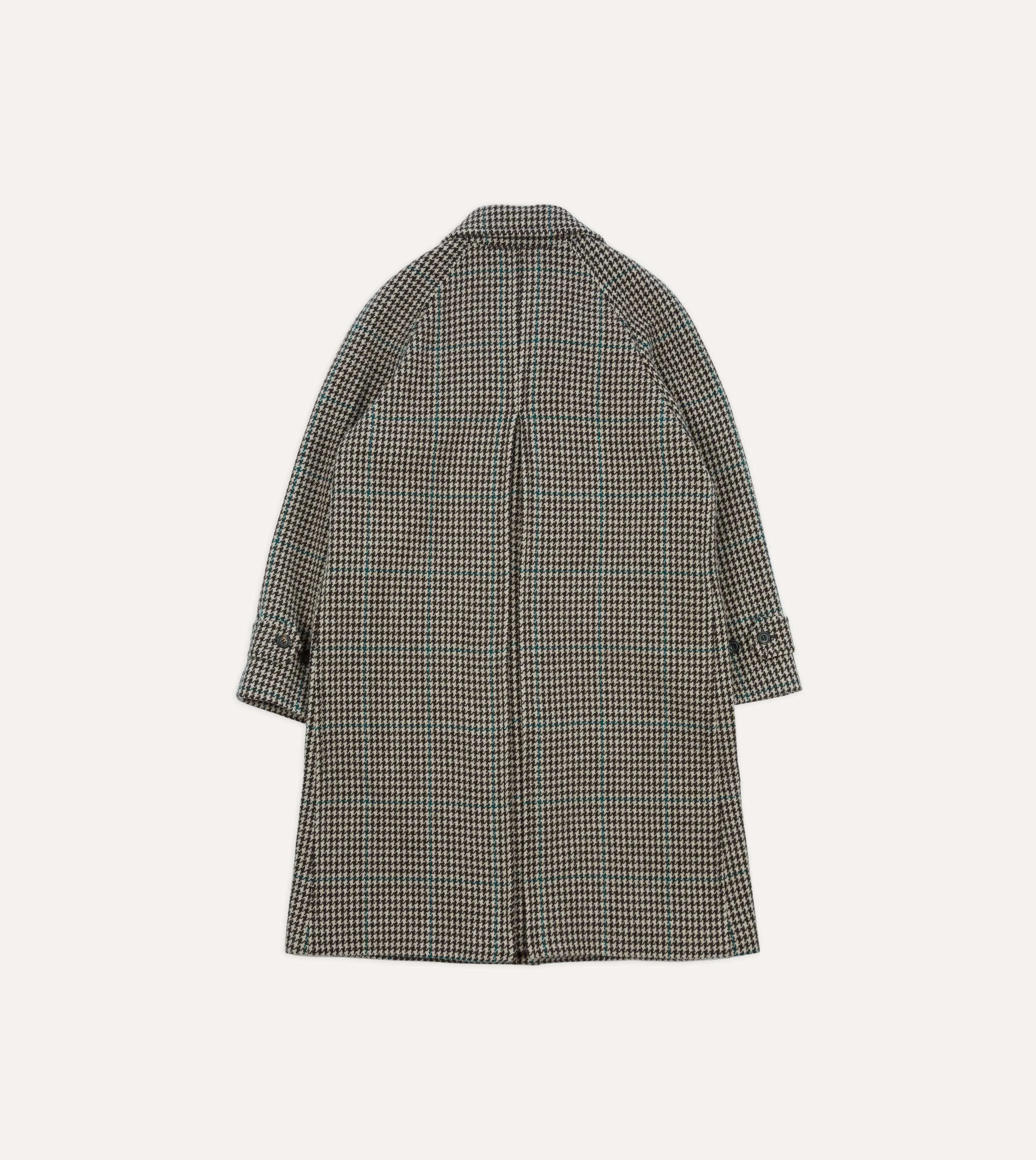 Houndstooth Check Wool Raglan Coat