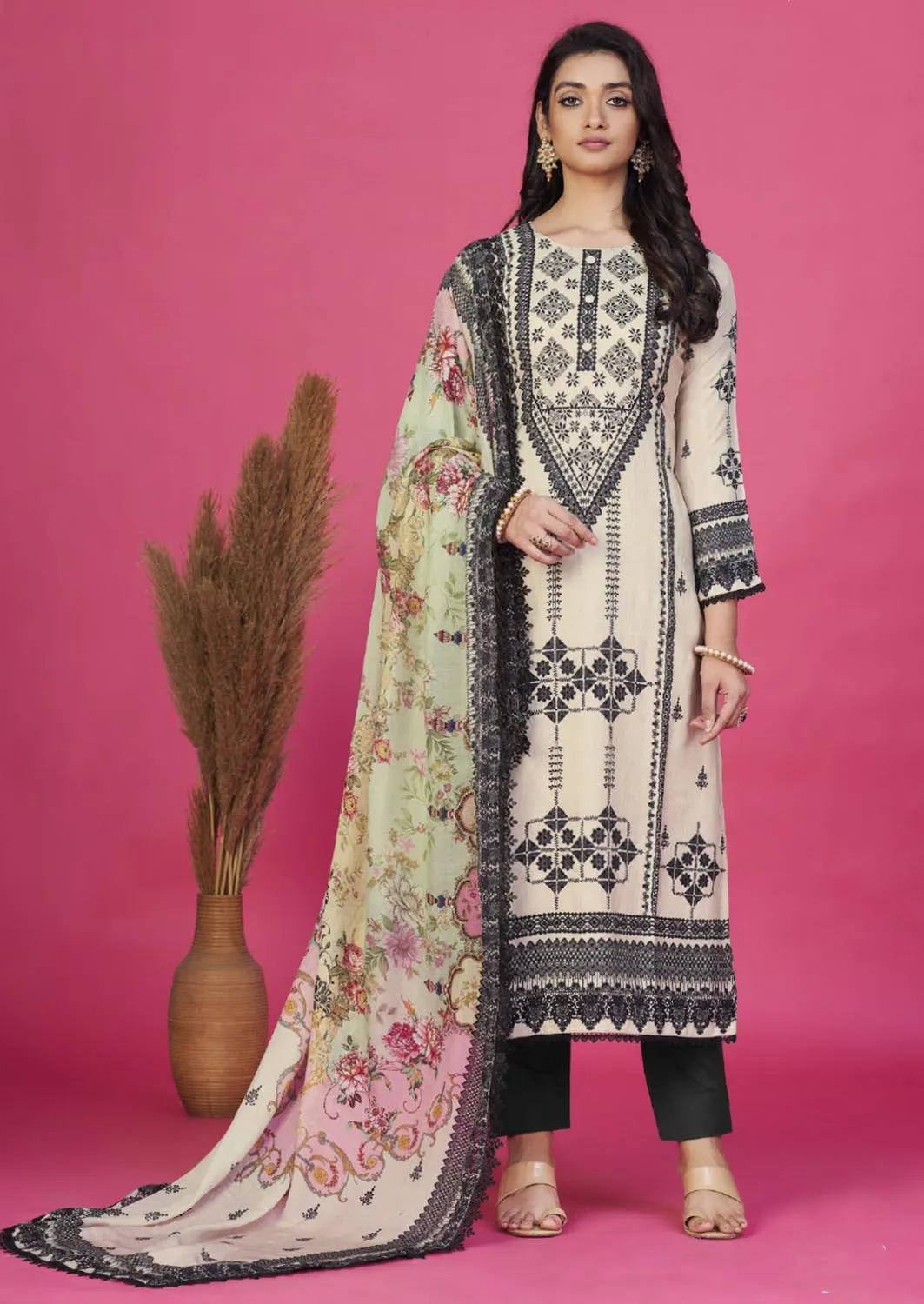 Ibiza Designer Pashmina Winter Suit Dress Material for Women