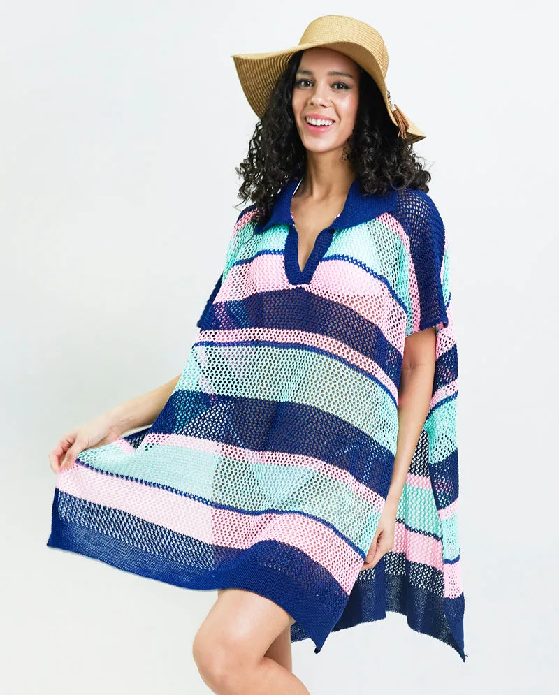 IC GURL - Colorful Crochet Polo Style Beach Shawl