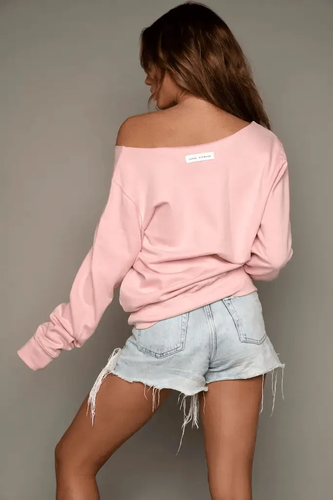 James Steward Scattered Hearts Oversized Sweatshirt - Pink