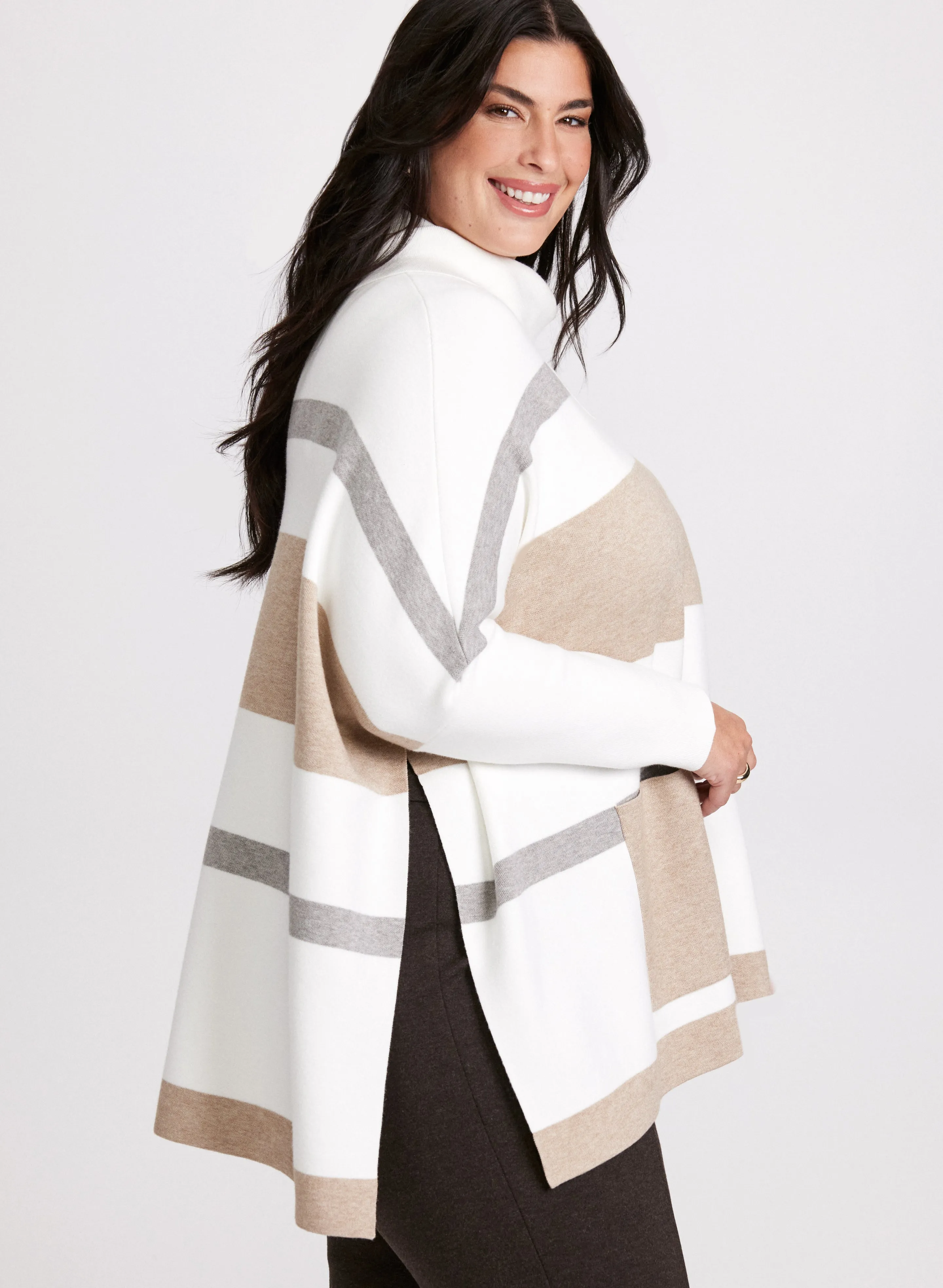 Joseph Ribkoff - Striped Poncho Sweater