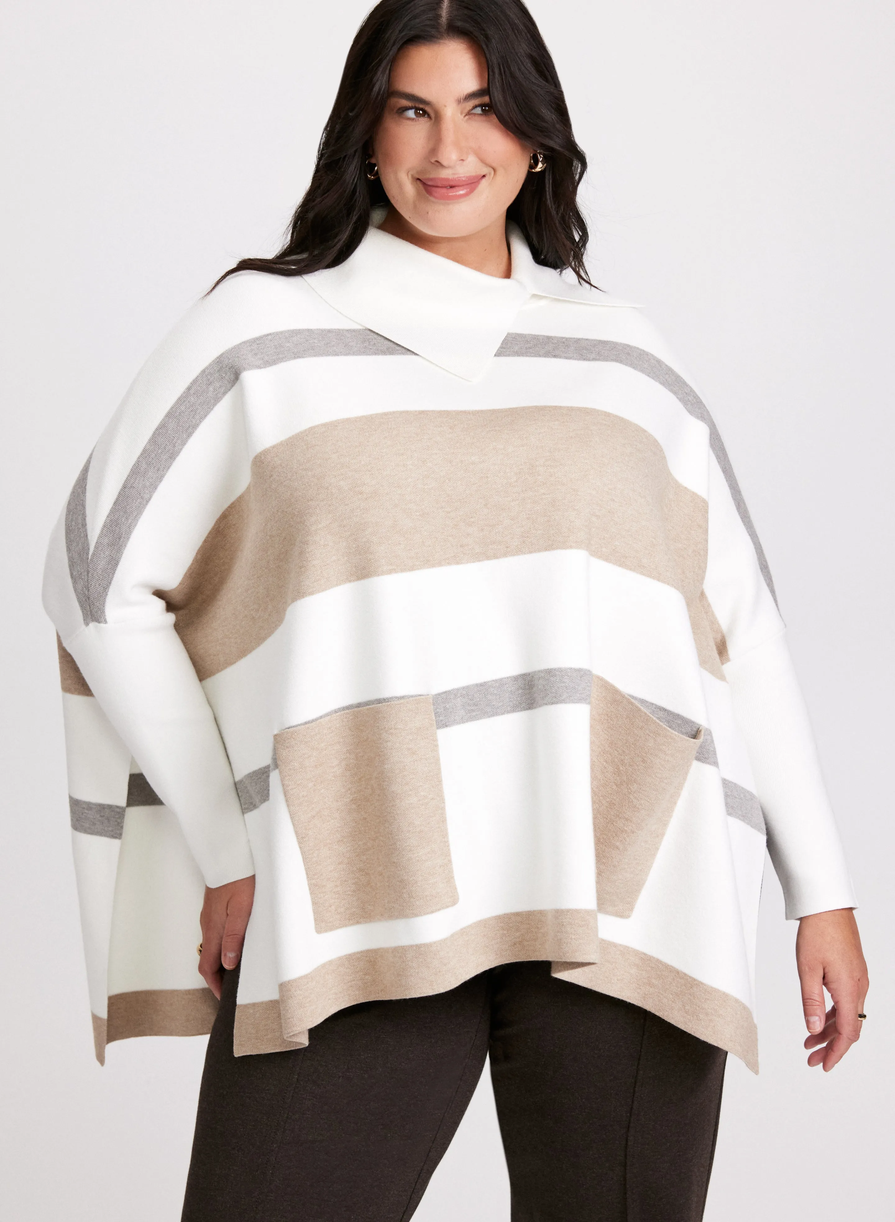 Joseph Ribkoff - Striped Poncho Sweater