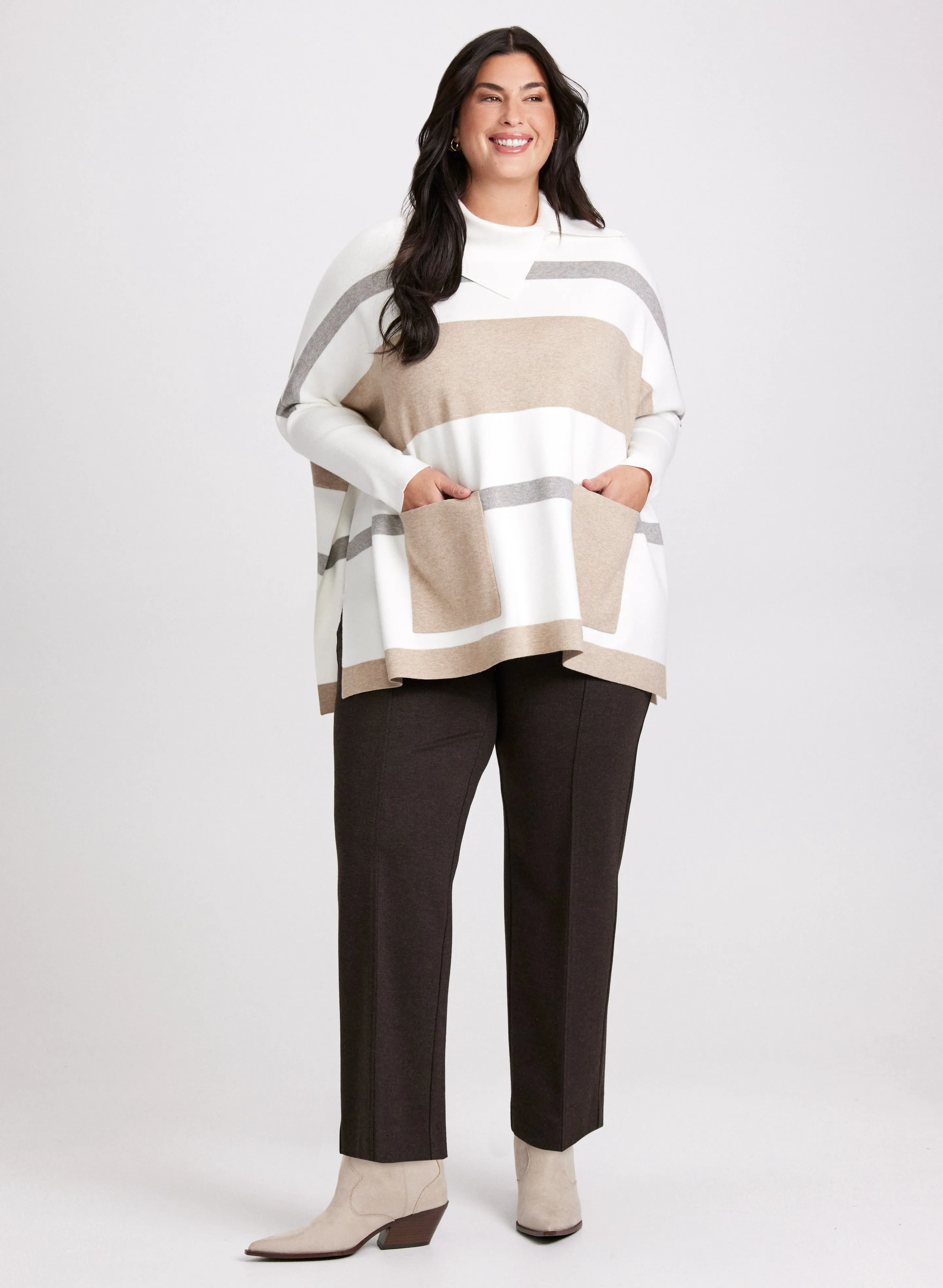 Joseph Ribkoff - Striped Poncho Sweater