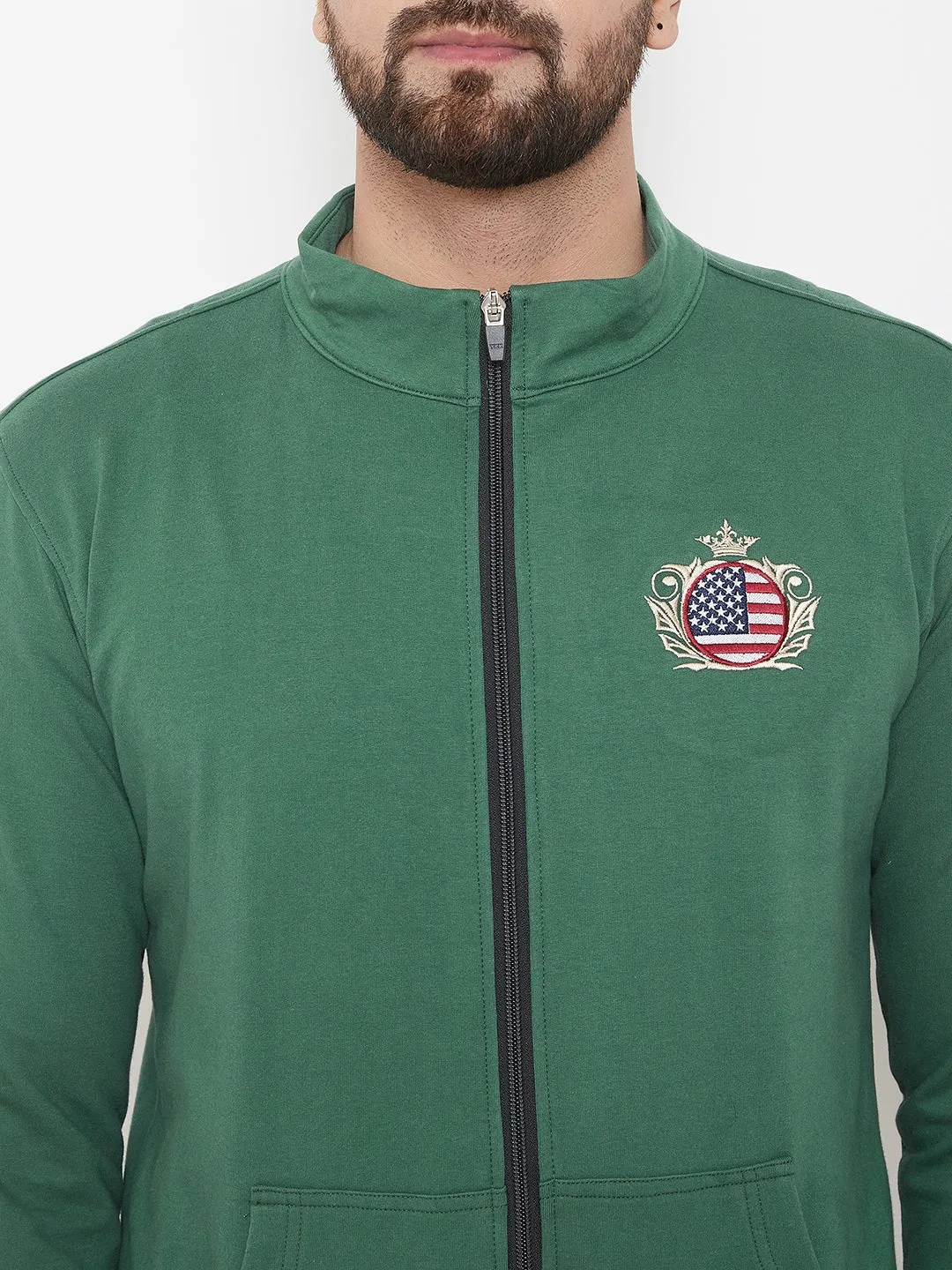 JUMP USA Men Green Solid Bomber Jacket