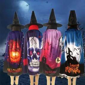 Kids Halloween Costumes Witch Cloak with Hat Cape Pumpkin Skull Children Teens