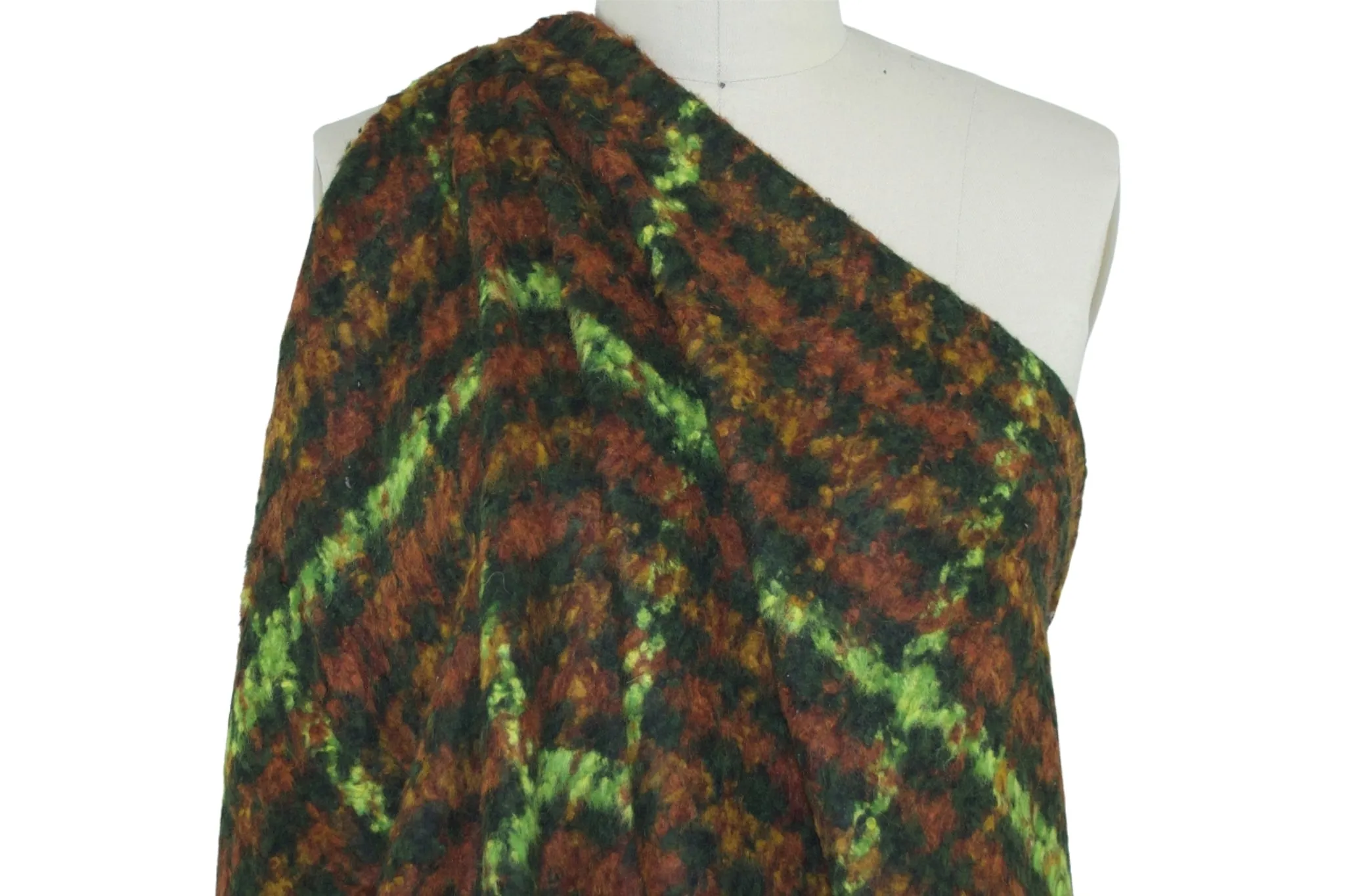 K@rl L@gerfeld Bold Plaid Mohair Coating - Green/Rust Tones