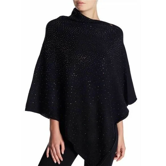 La Fiorentina Embellished Poncho - Black